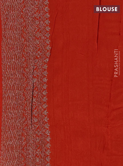 Banarasi semi raw silk saree orange with allover thread & zari weaves and woven border