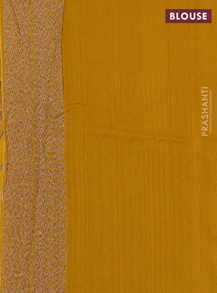 Banarasi semi raw silk saree mustard yellow with allover thread & zari weaves and woven border