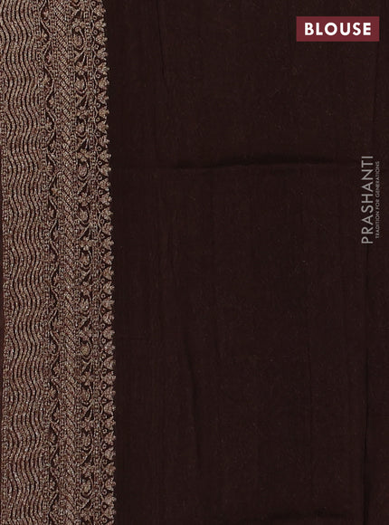 Banarasi semi raw silk saree coffee brown with allover thread & zari weaves and woven border