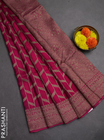 Banarasi semi raw silk saree pink with allover thread & zari weaves and woven border
