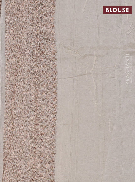 Banarasi semi raw silk saree cream with allover thread & zari weaves and woven border