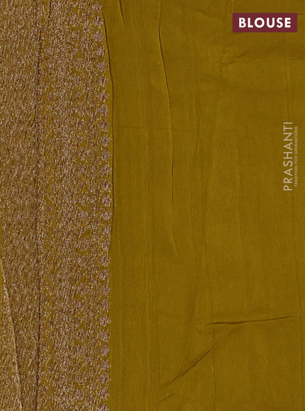 Banarasi semi raw silk saree mustard yellow with allover thread & zari weaves and woven border
