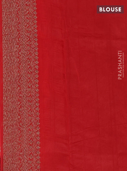 Banarasi semi raw silk saree red with allover thread & zari weaves and woven border