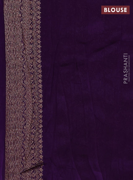 Banarasi semi raw silk saree violet with allover thread & zari weaves and woven border
