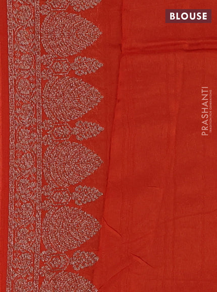 Banarasi semi raw silk saree orange with thread & zari woven buttas and woven border
