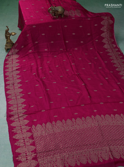 Banarasi semi raw silk saree with thread & zari woven buttas and woven border