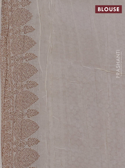 Banarasi semi raw silk saree off white with thread & zari woven buttas and woven border
