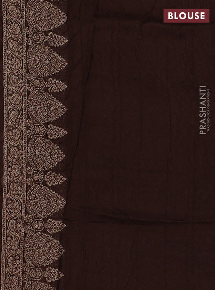 Banarasi semi raw silk saree coffee brown with thread & zari woven buttas and woven border