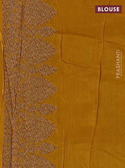 Banarasi semi raw silk saree mustard yellow with thread & zari woven buttas and woven border