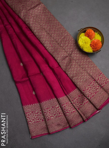 Banarasi semi raw silk saree pink with thread & zari woven buttas and woven border