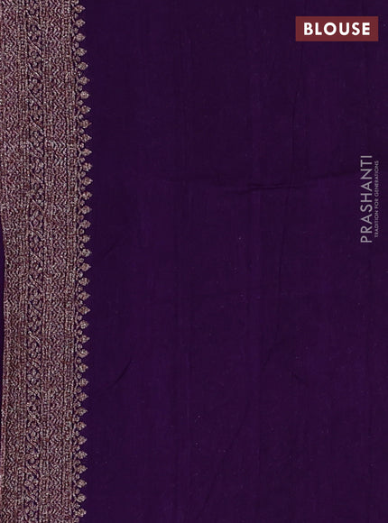 Banarasi semi raw silk saree violet with thread & zari woven buttas and woven border