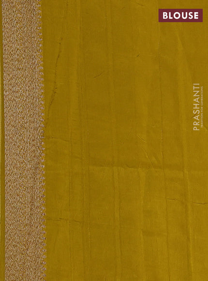 Banarasi semi raw silk saree mustard yellow with thread & zari woven buttas and woven border