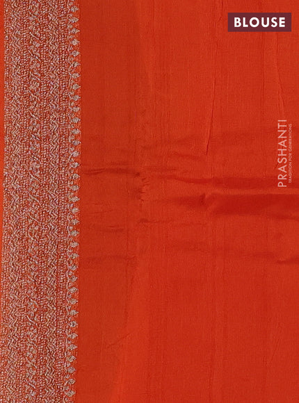 Banarasi semi raw silk saree orange with thread & zari woven buttas and woven border