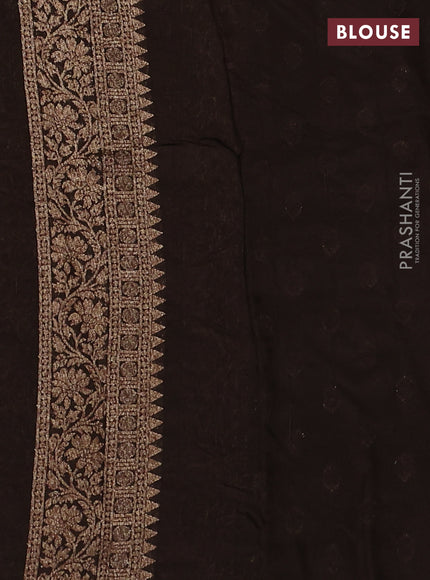 Banarasi semi raw silk saree coffee brown with thread & zari woven buttas and woven border