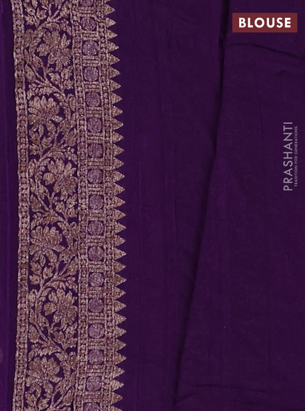 Banarasi semi raw silk saree violet with thread & zari woven buttas and woven border