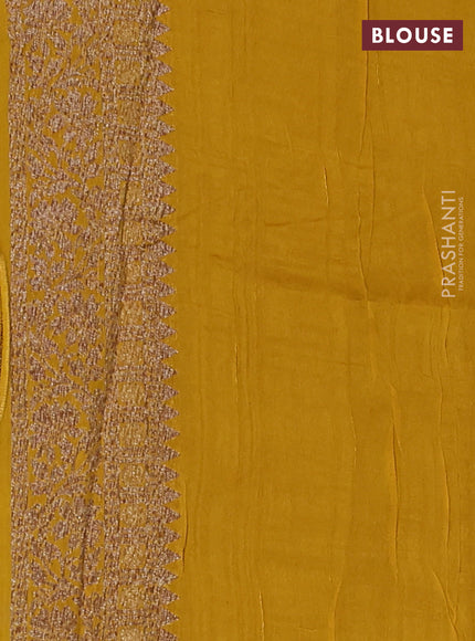 Banarasi semi raw silk saree mustard yellow with thread & zari woven buttas and woven border