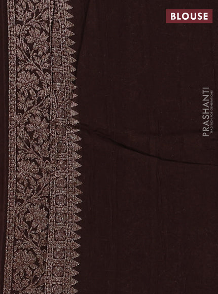 Banarasi semi raw silk saree coffee brown with thread & zari woven buttas and woven border