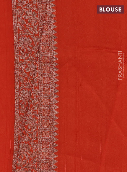 Banarasi semi raw silk saree orange with thread & zari woven buttas and woven border