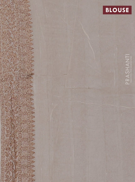 Banarasi semi raw silk saree cream with thread & zari woven buttas and woven border