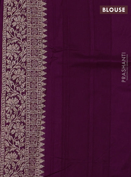 Banarasi semi raw silk saree purple with allover thread & zari woven buttas and woven border