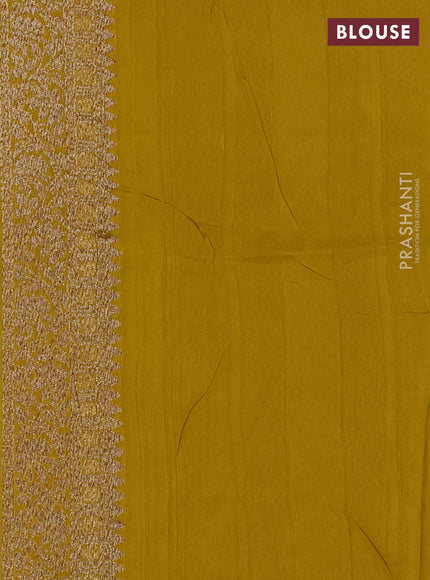 Banarasi semi raw silk saree mustard yellow with allover thread & zari woven buttas and woven border