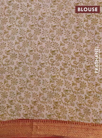 Kalamkari semi silk saree mehendi green and rust shade with allover prints and mangalgiri border