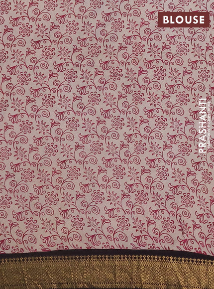 Kalamkari semi silk saree magenta pink and black with allover prints and mangalgiri border
