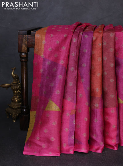 Banarasi tussar silk saree multi colour with allover prints & woven buttas in borderless style
