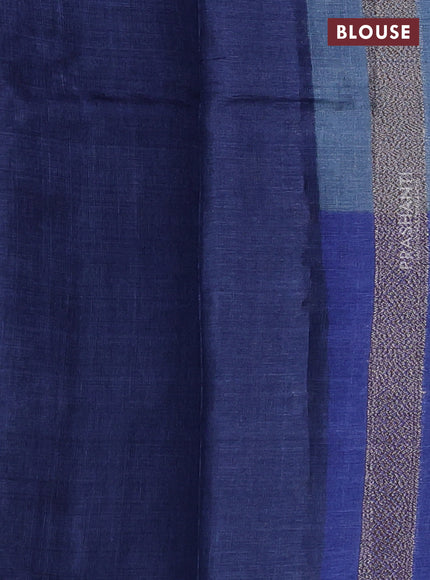 Banarasi tussar silk saree blue with allover prints & woven buttas in borderless style