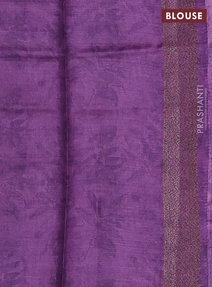 Banarasi tussar silk saree lavender with allover prints & woven buttas in borderless style