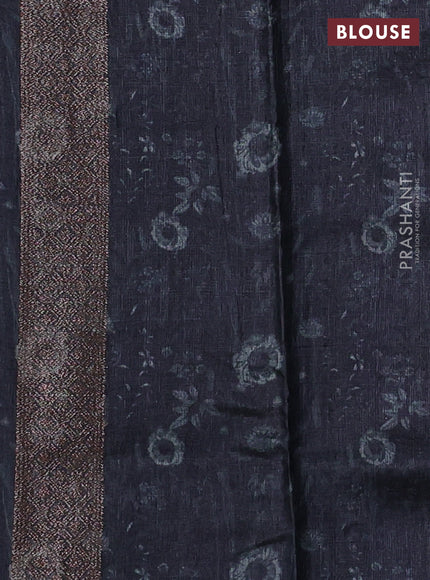 Banarasi tussar silk saree grey with allover prints & woven buttas in borderless style