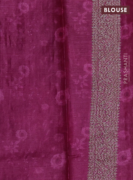 Banarasi tussar silk saree pink with allover prints & woven buttas in borderless style