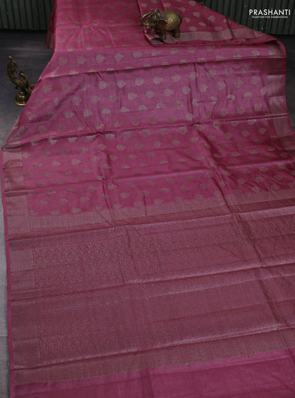 Banarasi tussar silk saree mauve pink with allover woven buttas and woven border