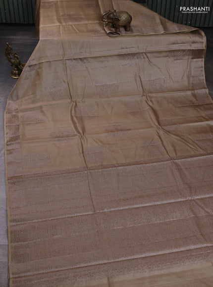 Banarasi tussar silk saree beige with allover woven buttas and woven border
