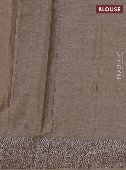 Banarasi tussar silk saree beige with allover woven buttas and woven border