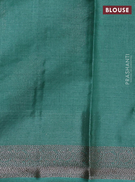 Banarasi tussar silk saree teal blue with allover woven buttas and woven border