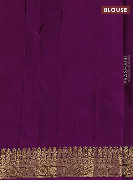 Pure kanchipuram silk saree lime green and purple with zari woven buttas and zari woven border
