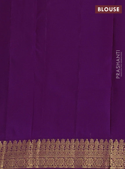 Pure kanchipuram silk saree teal green shade and purple with zari woven buttas and zari woven border