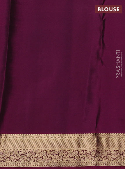 Pure kanchipuram silk saree grey and dark magenta with zari woven buttas and zari woven border