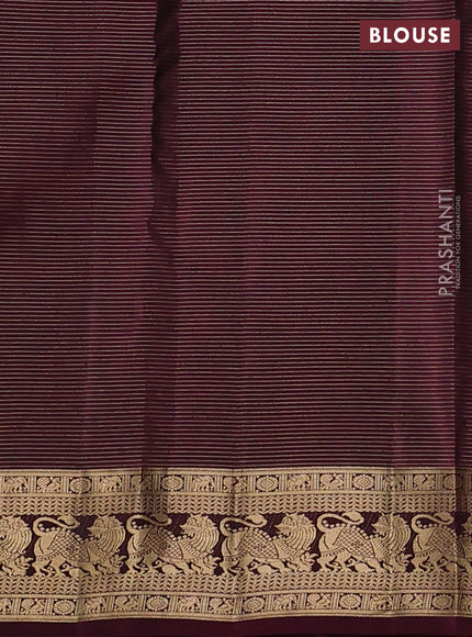 Pure kanchipuram silk saree black and wine shade with allover vairaosi pattern & zari buttas and rich zari woven border