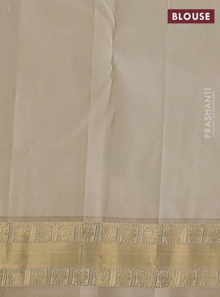 Pure kanchipuram silk saree pastel green and cream with annam zari woven buttas and zari woven korvai border