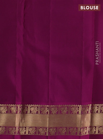Pure kanchipuram silk saree off white and purple with annam zari woven buttas and zari woven korvai border