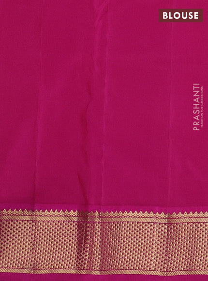 Pure kanchipuram silk saree mustard yellow and pink with zari woven buttas and ari woven border