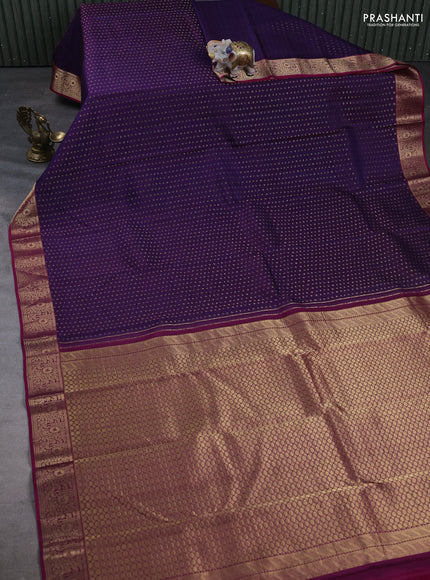 Pure kanchipuram silk saree violet and dark pink with allover zari woven 1000 butta weaves and zari woven border