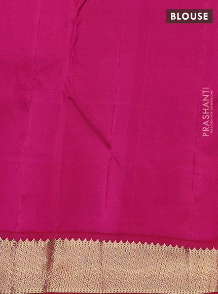 Pure kanchipuram silk saree orange and reddish pink with zari woven buttas and zari woven korvai border