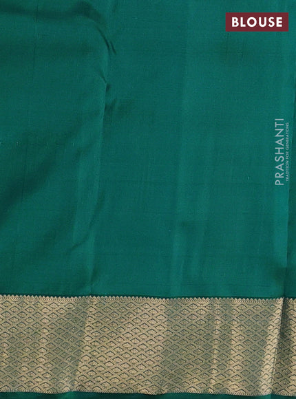 Pure kanchipuram silk saree dual shade of light green and teal green with zari woven buttas and zari woven border