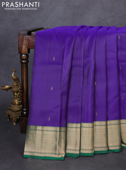Pure kanchipuram silk saree blue and green with zari woven buttas and zari woven border
