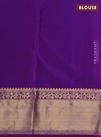 Pure kanchipuram silk saree blue and purple with allover zari woven 1000 buttas and zari woven border