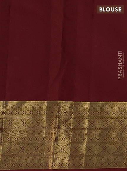 Pure kanchipuram silk saree pastel pink and maroon with allover zari stripes pattern and zari woven border