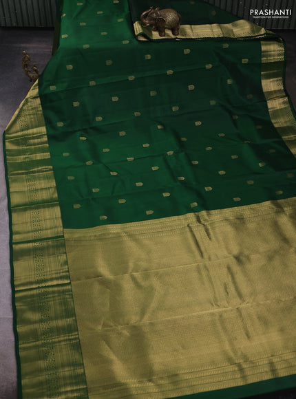 Pure kanchipuram silk saree green with zari woven buttas and zari woven border